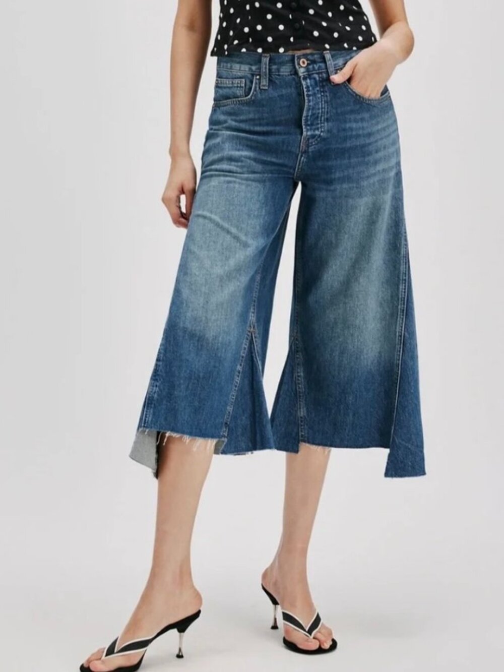 NWT Free People We the Free Ripple Wide Leg Crop Jeans Sz 29